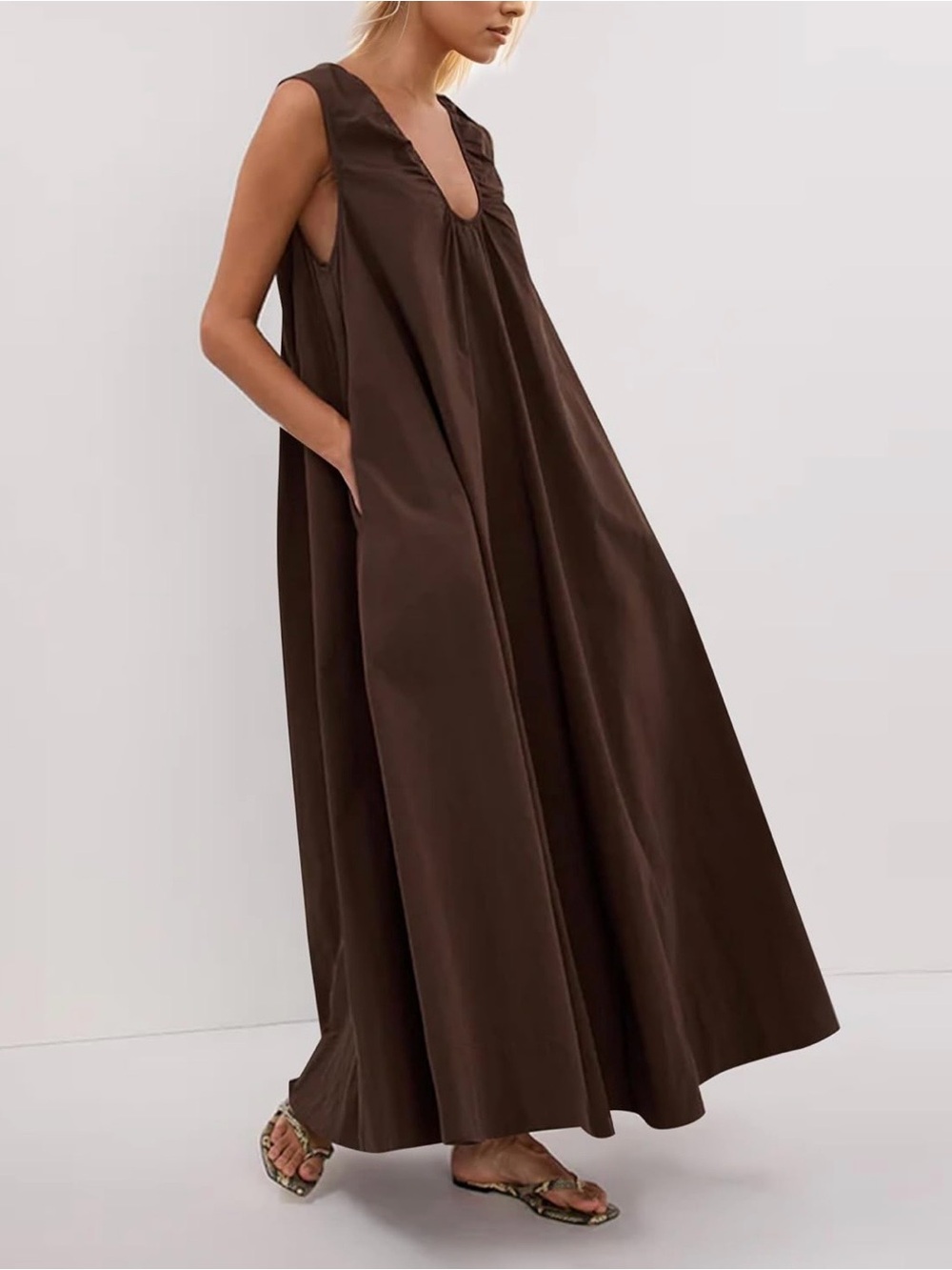 Amazon Ardrem Maxi Dress – Brown, Size Small (NWT)